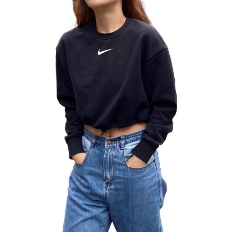 Nike (WMNS) Nike Sportswear Swoosh French Terry Crewneck Top 'Black' CJ3767-010 outlook
