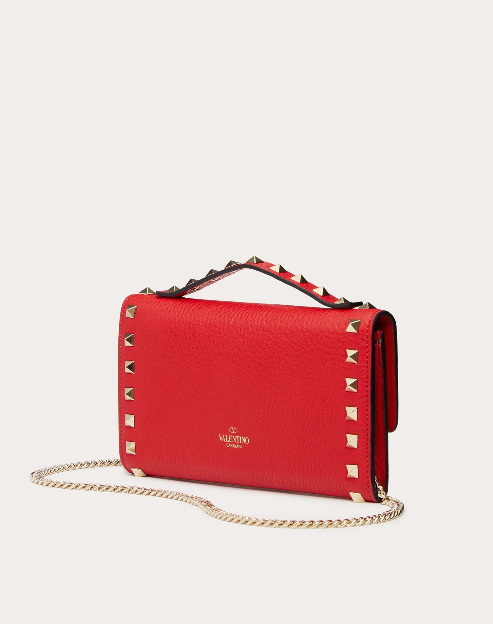 ROCKSTUD GRAINY CALFSKIN WALLET WITH CHAIN STRAP - 3