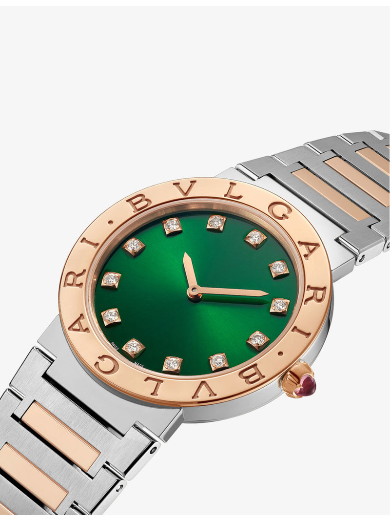 BVLGARI Bulgari Bulgari 18ct rose gold, stainless-steel and brilliant-cut diamond quartz watch outlook