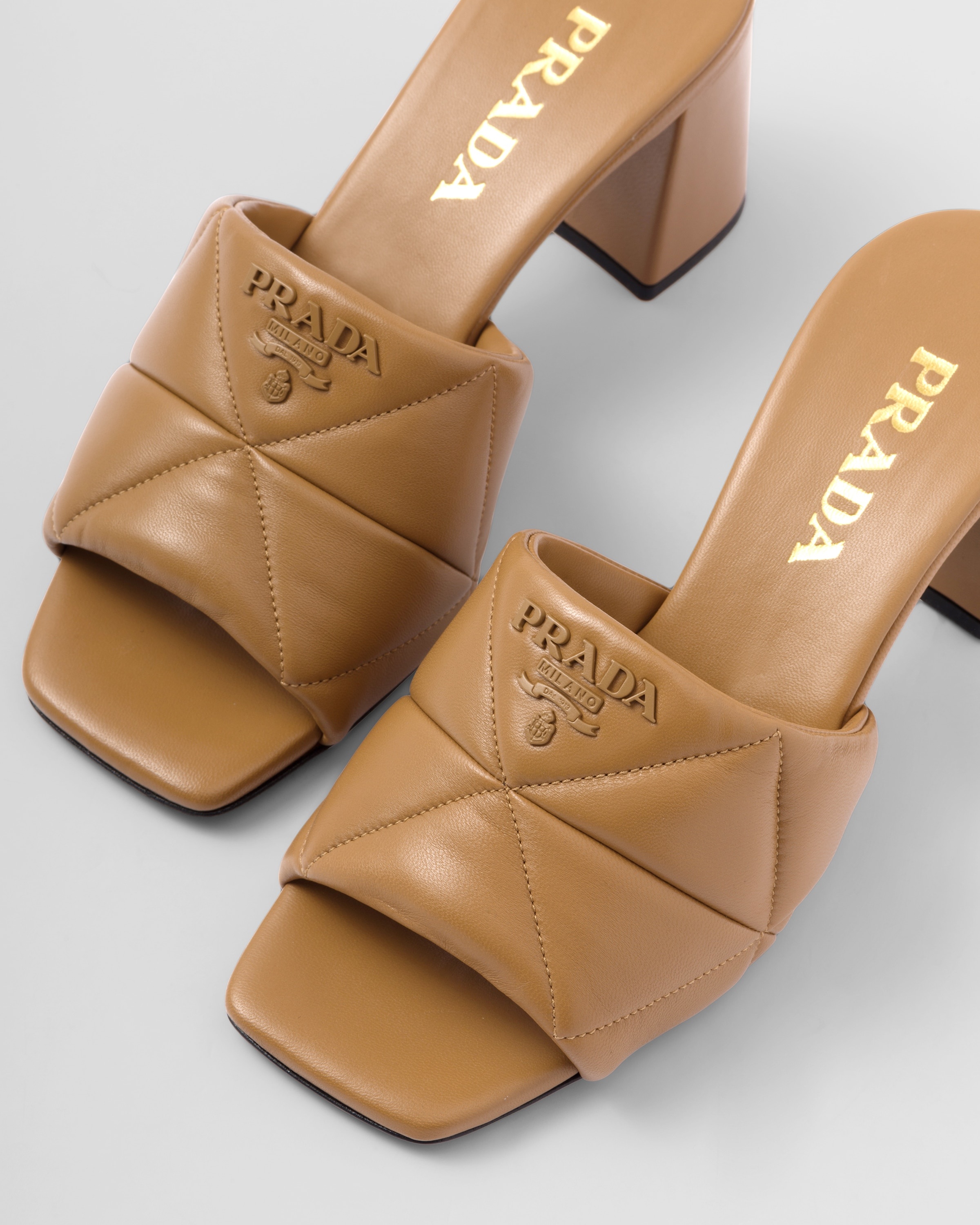 Quilted nappa leather heeled sandals - 6
