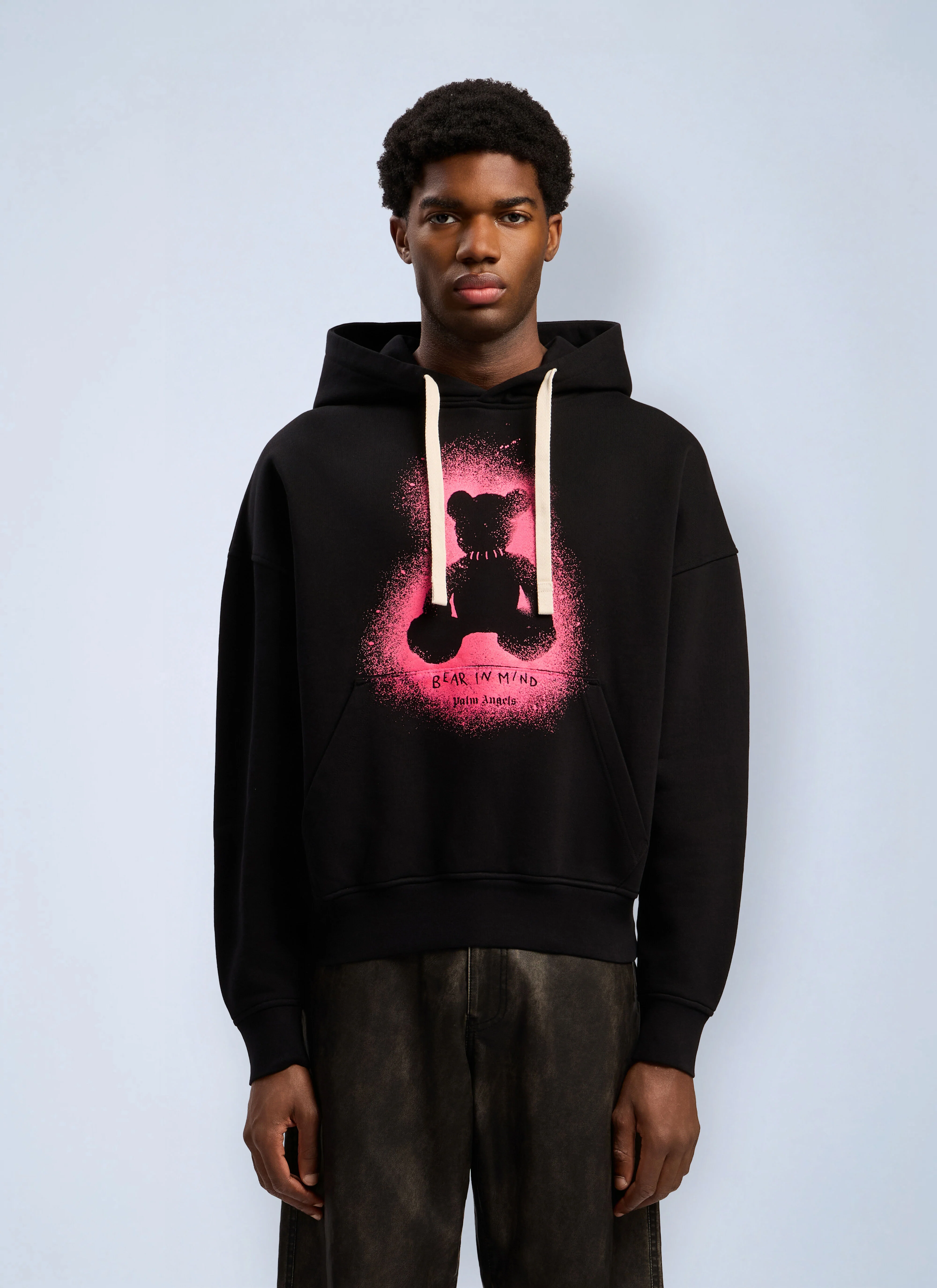Spray Bear Loose Hooded Sweatshirt - 1