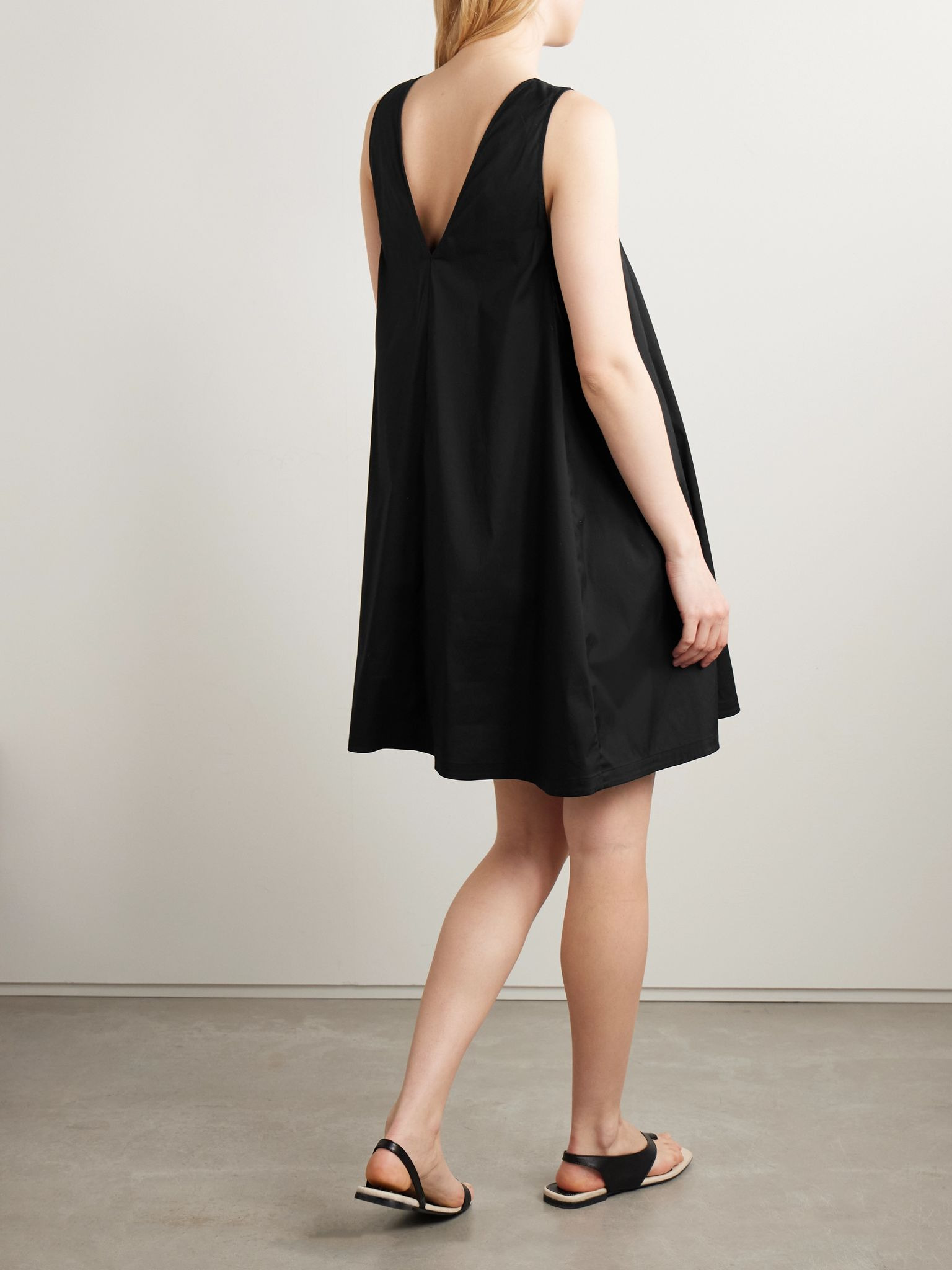 Campale cotton-blend poplin mini dress Black - 3