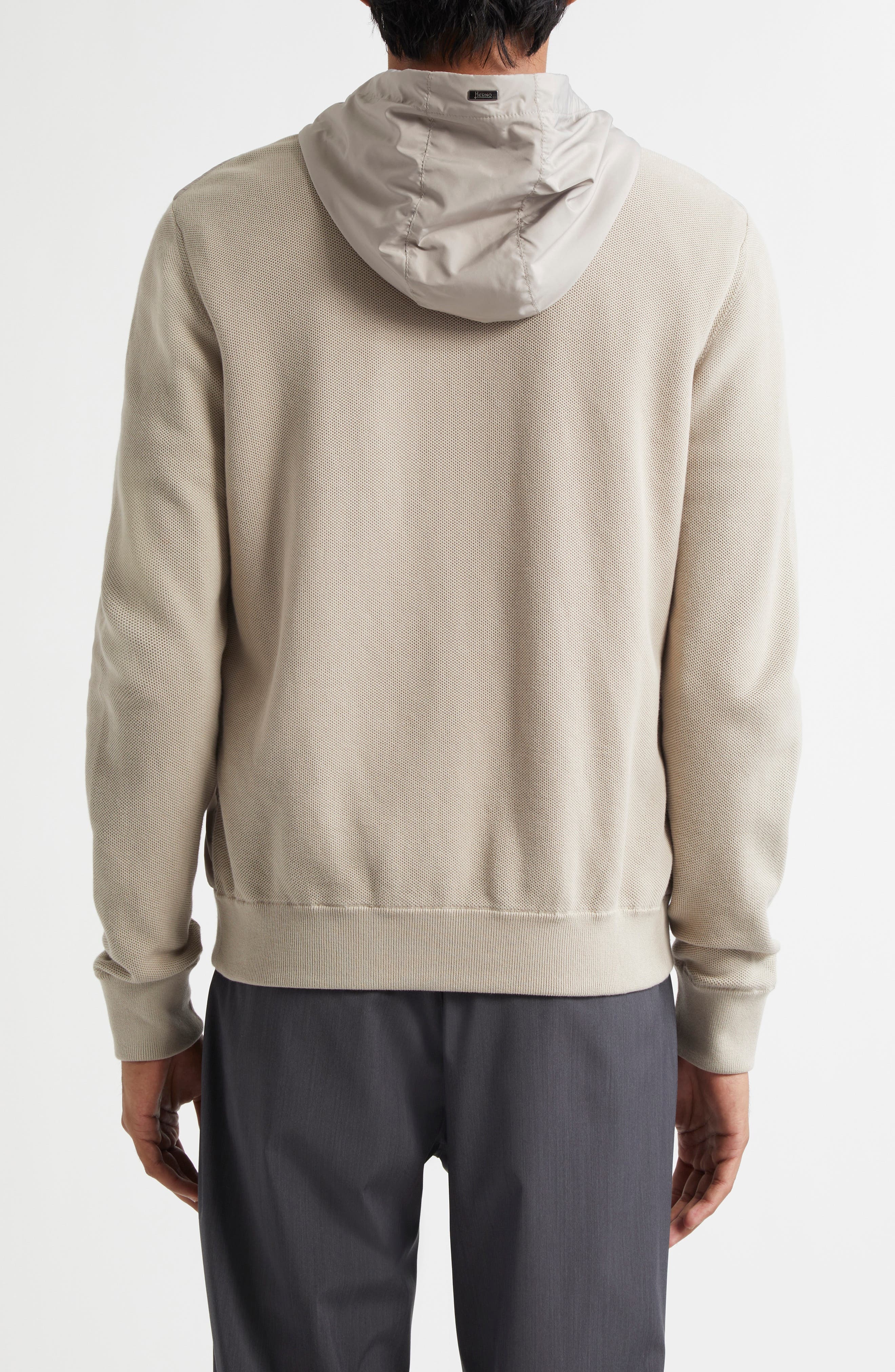 Herno Mixed Media Hooded Jacket in Taupe at Nordstrom - 2