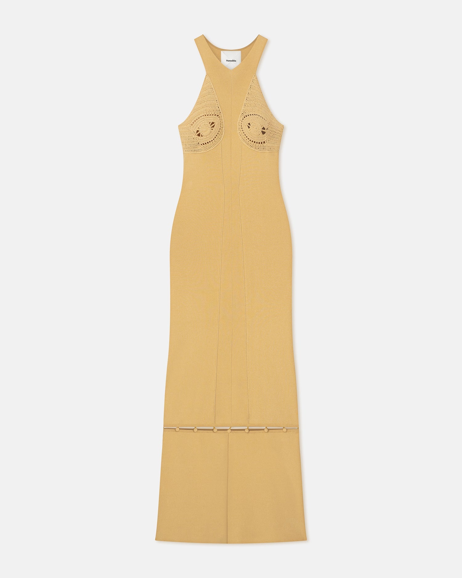 Crocheted Ribbed-Knit Maxi Dress - 1