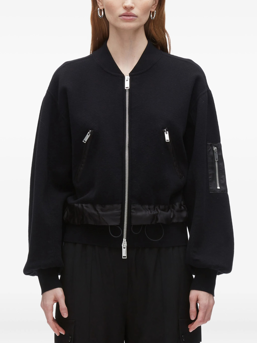 Knit Layered Bomber Jacket - 3
