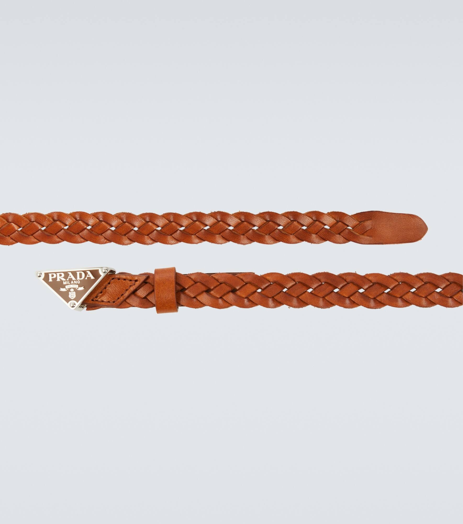 Logo woven leather belt - 4