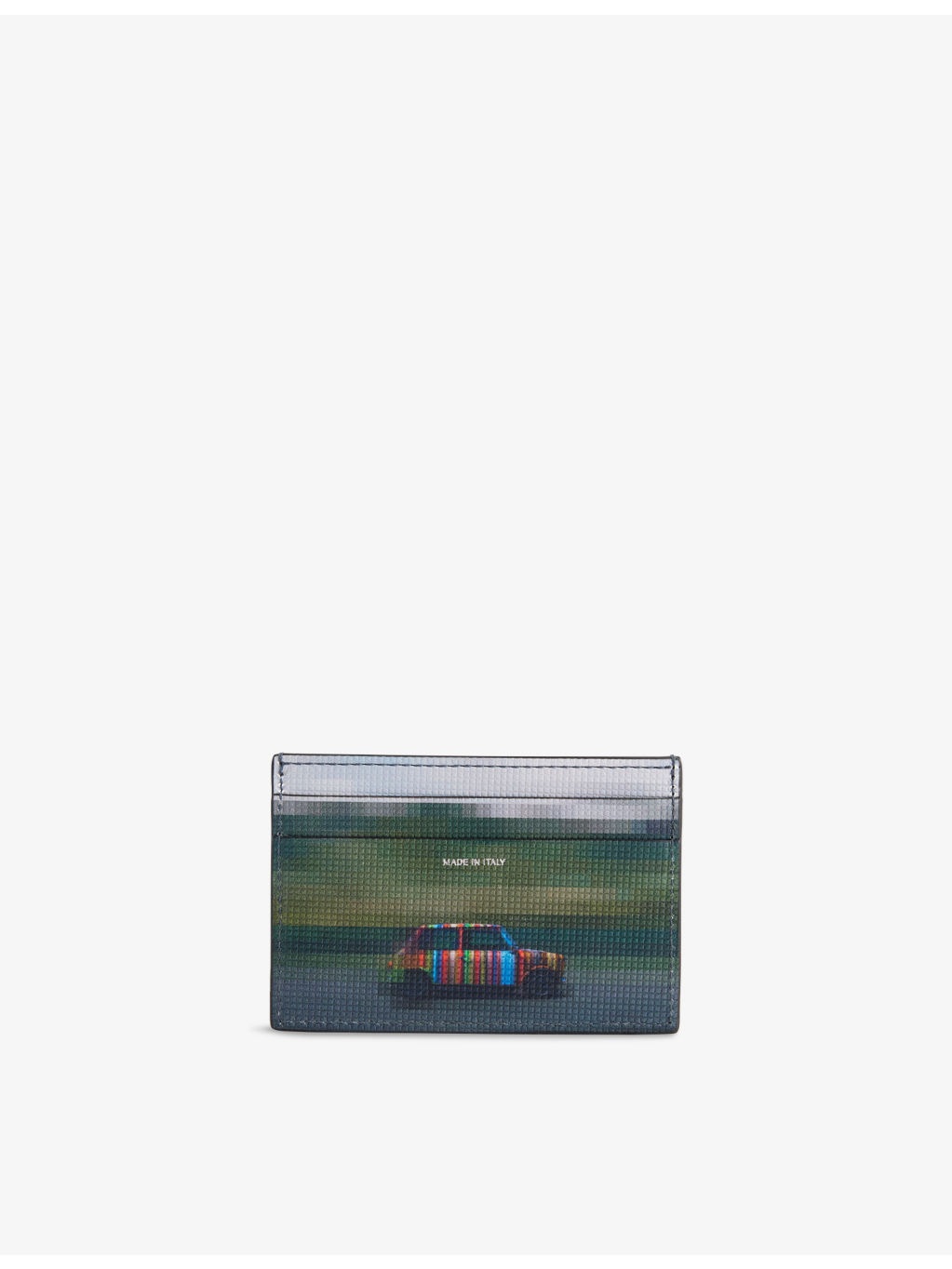 Graphic-Print Textured Leather Card Holder - 3