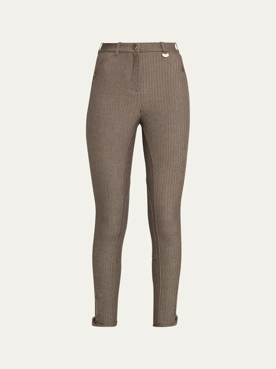 Anne Herringbone Skinny-Leg Jodhpur Pants - 1