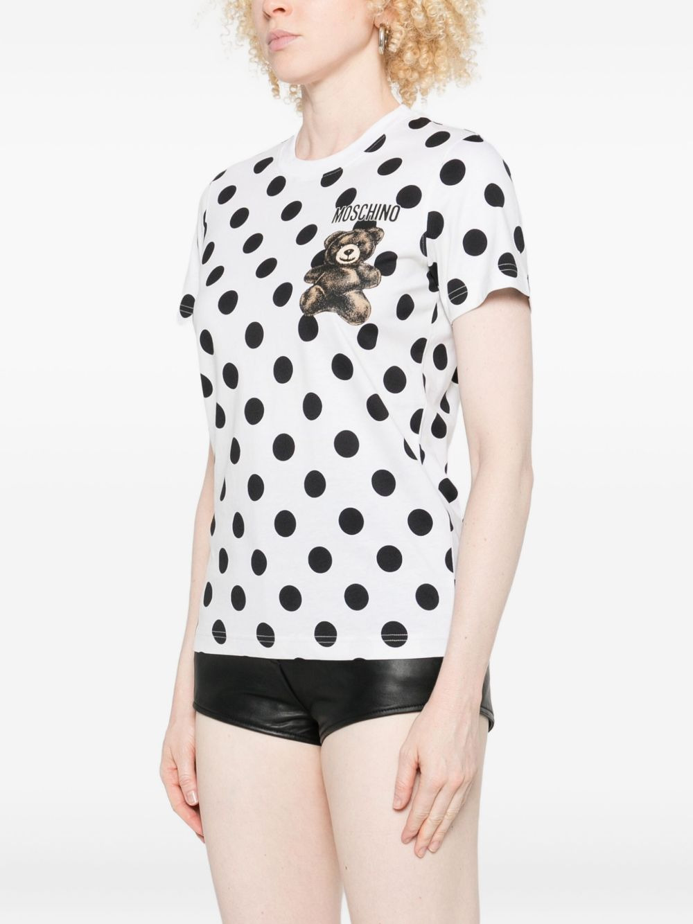 polka-dot teddy-print T-shirt - 3