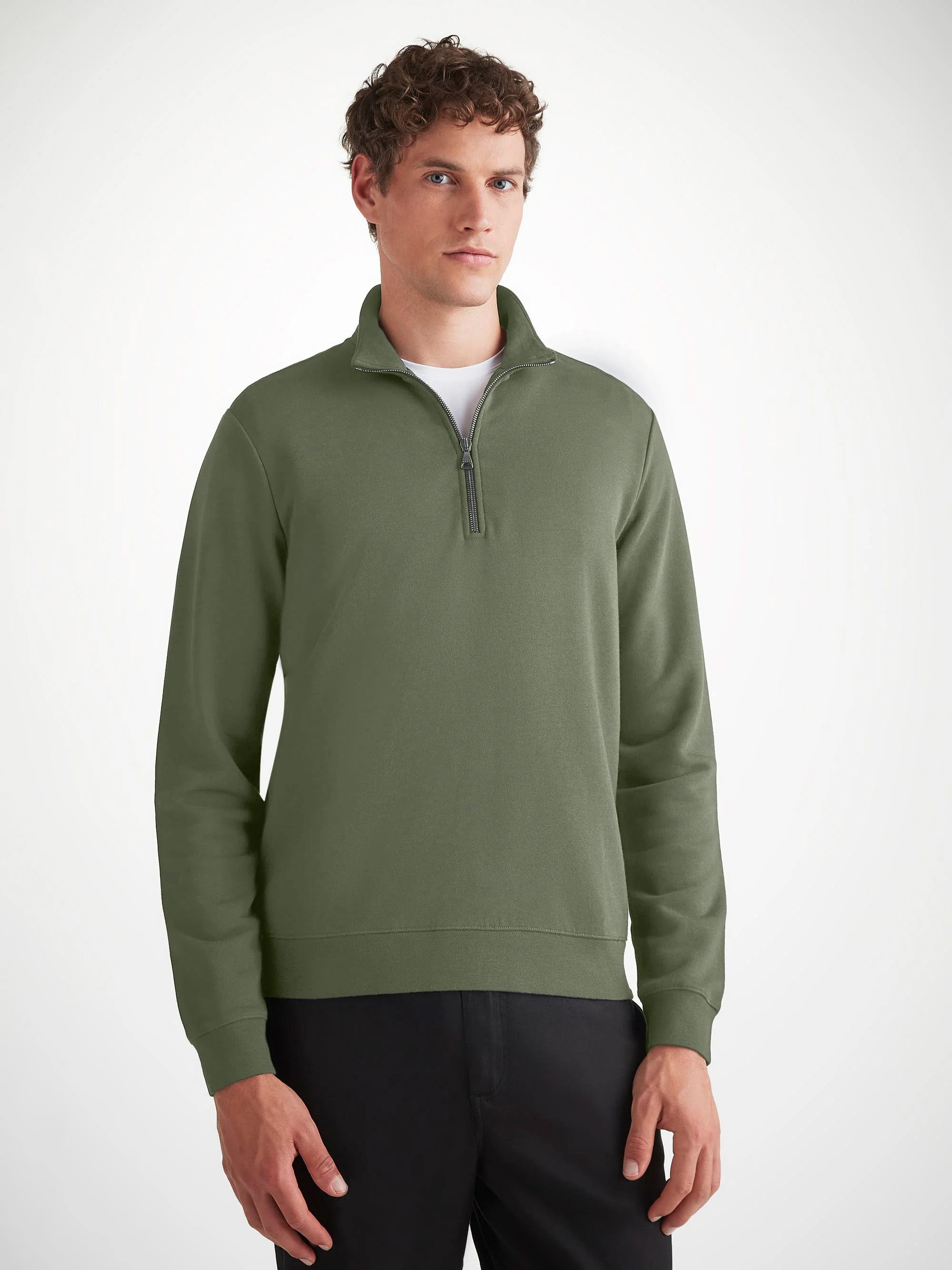 Men's Half-Zip Pullover Quinn Cotton Modal Soft Green - 7