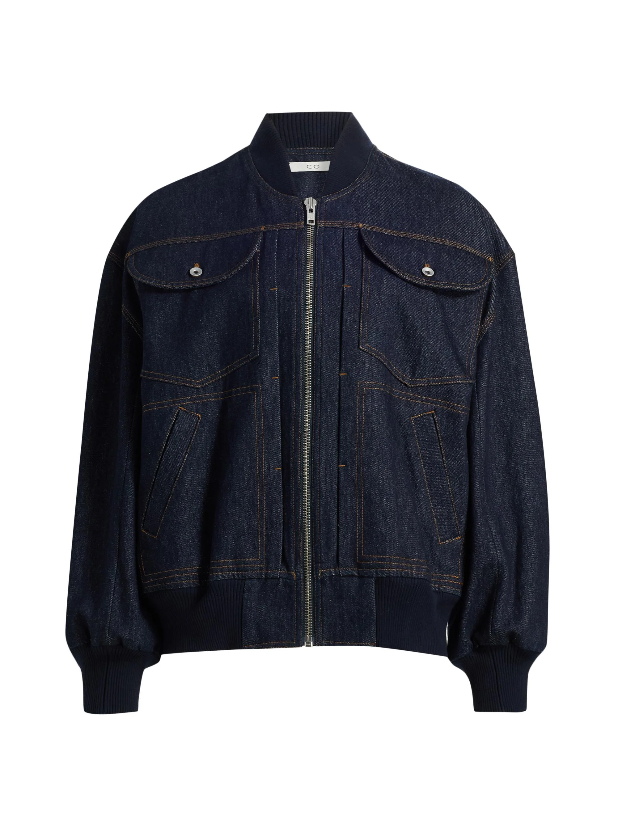 Women's Denim Cotton Bomber Jacket - Indigo - 1
