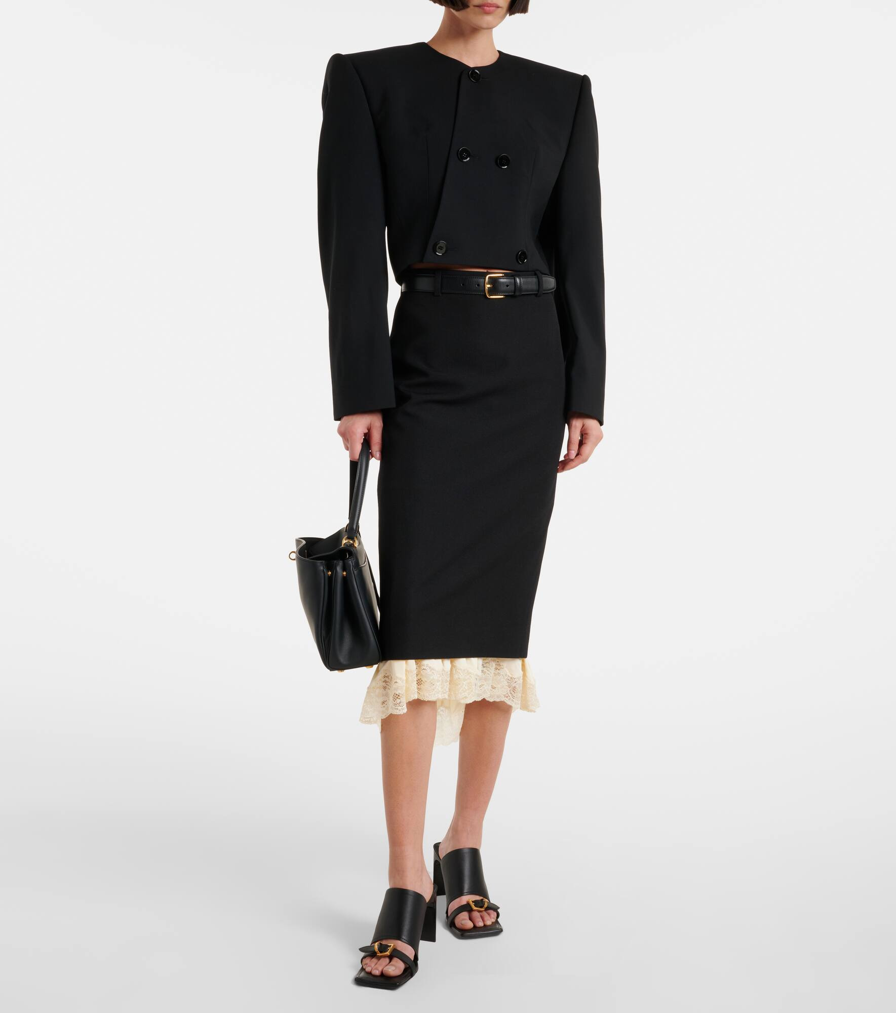Cropped wool twill jacket - 2