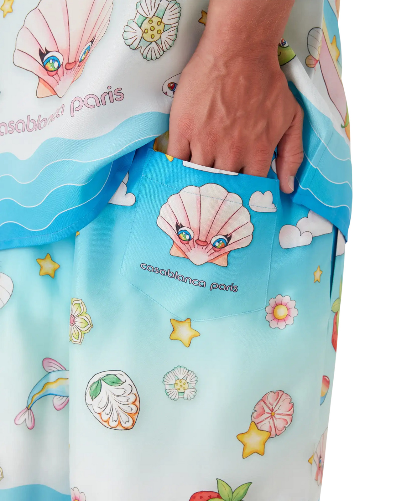 Kawaii Motif Silk Twill Shorts | Casablanca Paris - 5