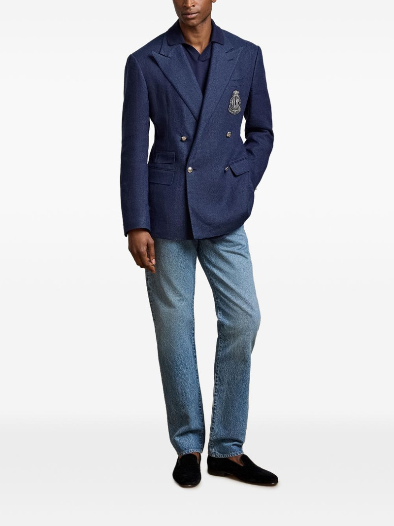 Ralph Lauren double-breasted crest-embroidered jacket outlook