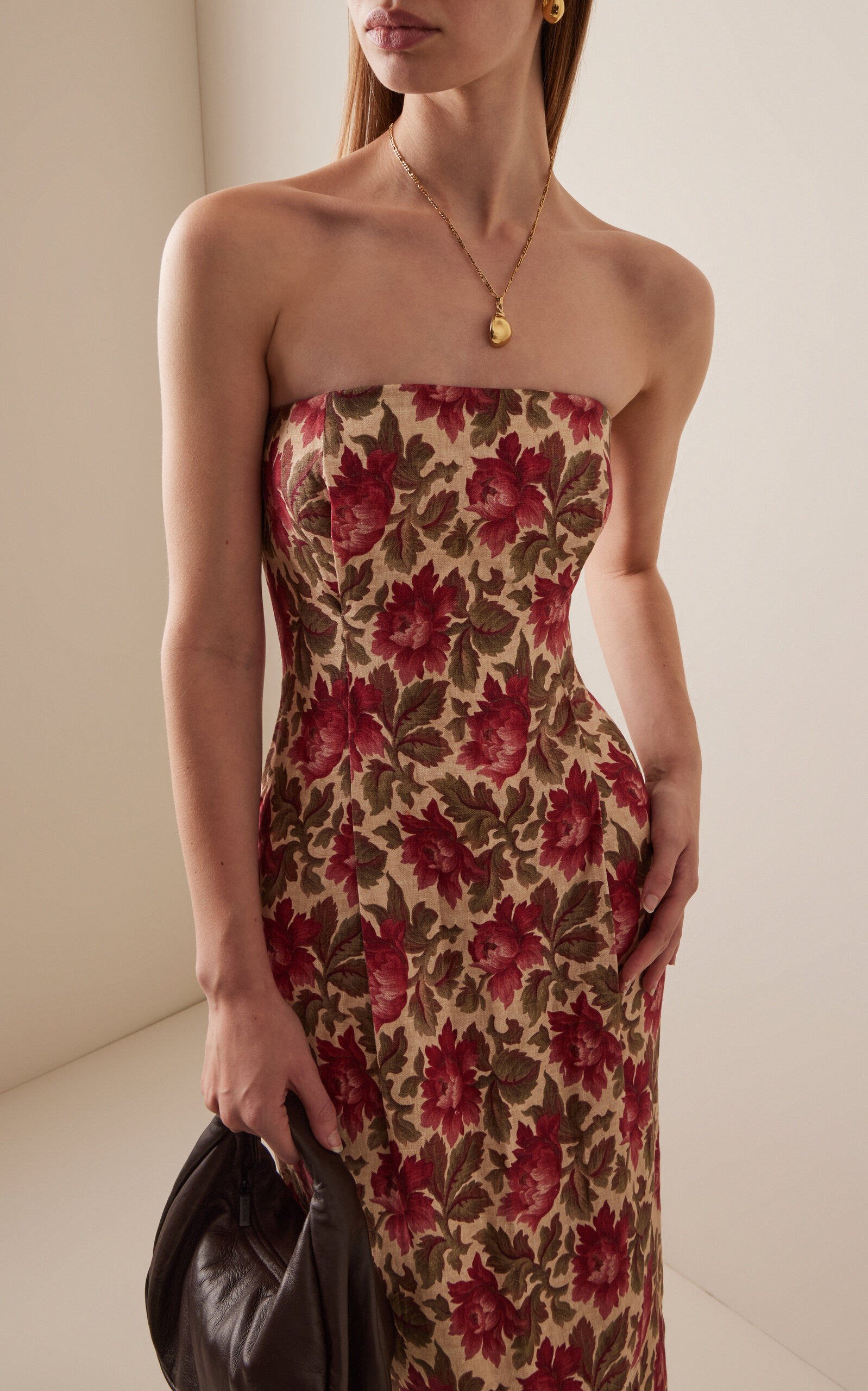 Rosalie Strapless Floral Linen Maxi Dress floral - 3