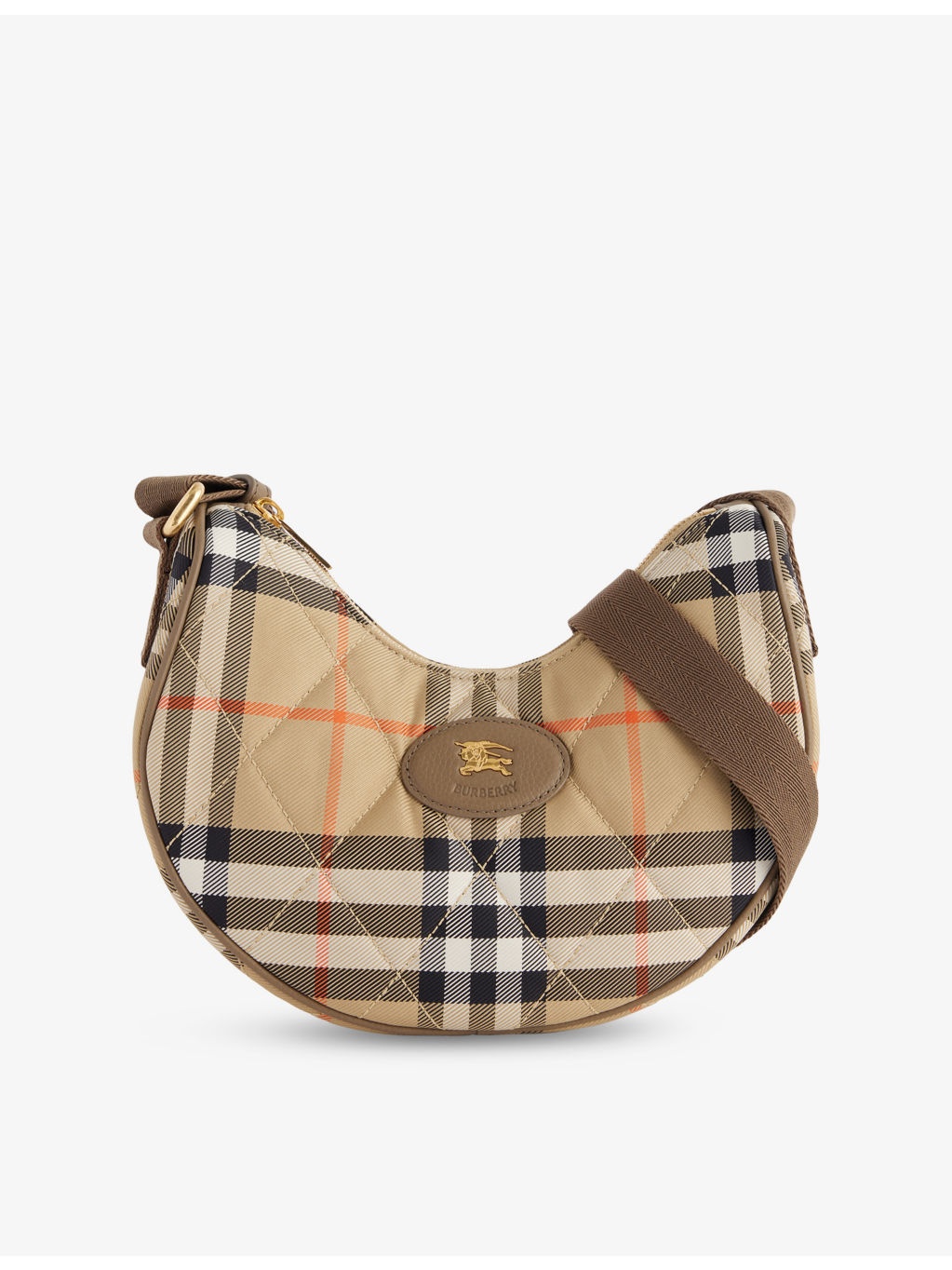 Horseshoe Check-Pattern Woven Cross-Body Bag - 1