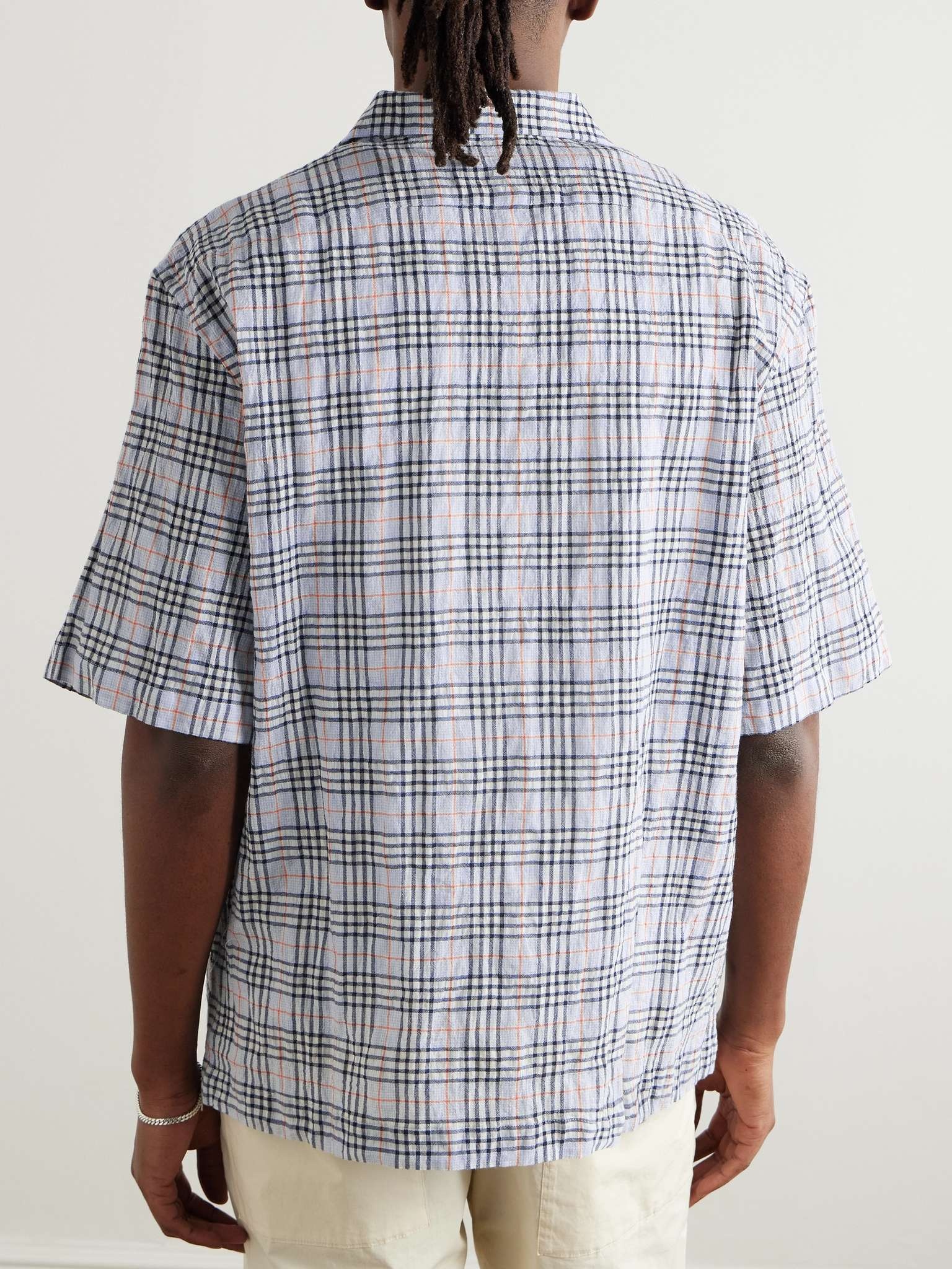 Solana Camp-Collar Checked Cotton and Wool-Blend Seersucker Shirt - 4