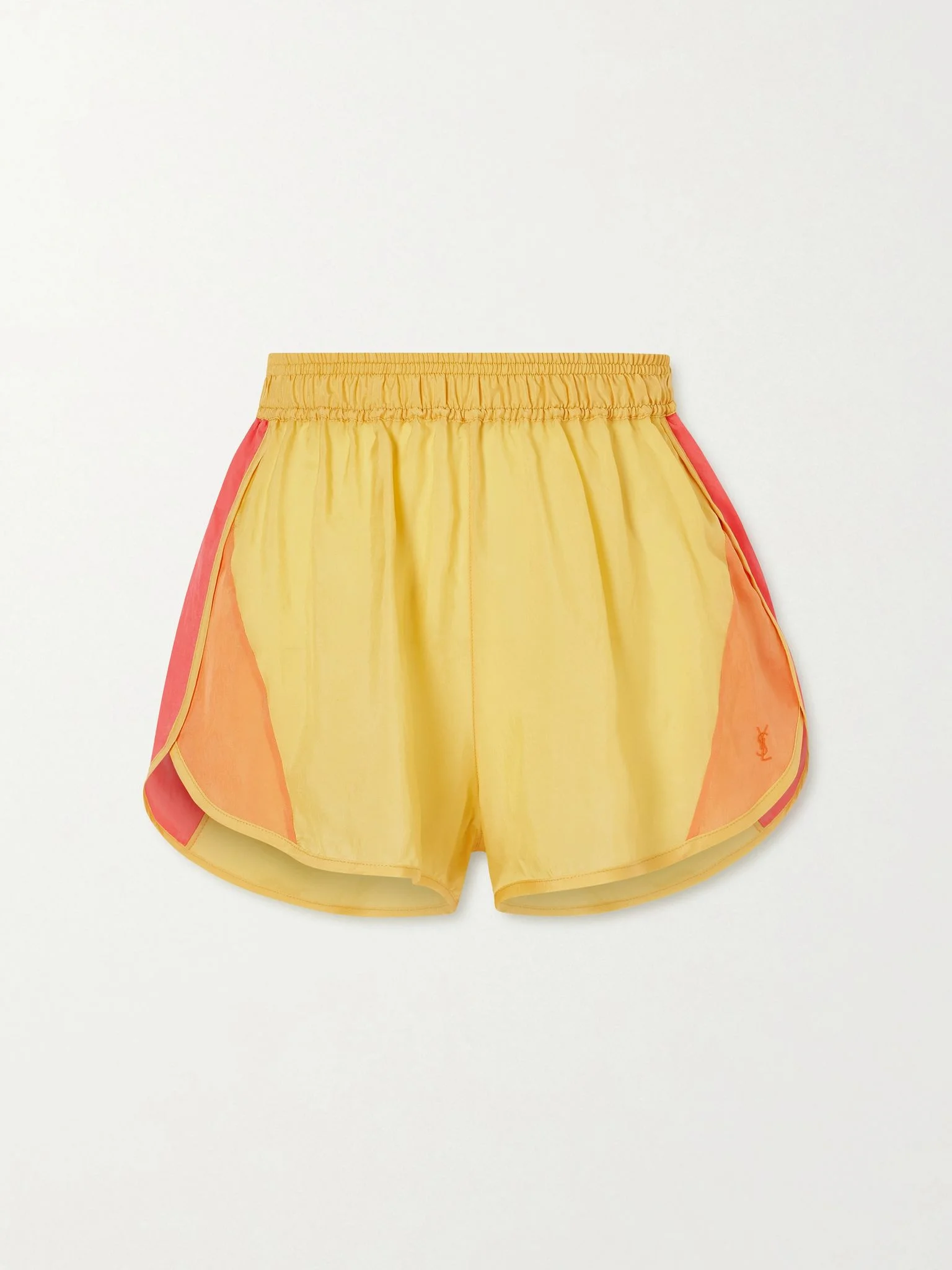 Color-block satin shorts Yellow - 1
