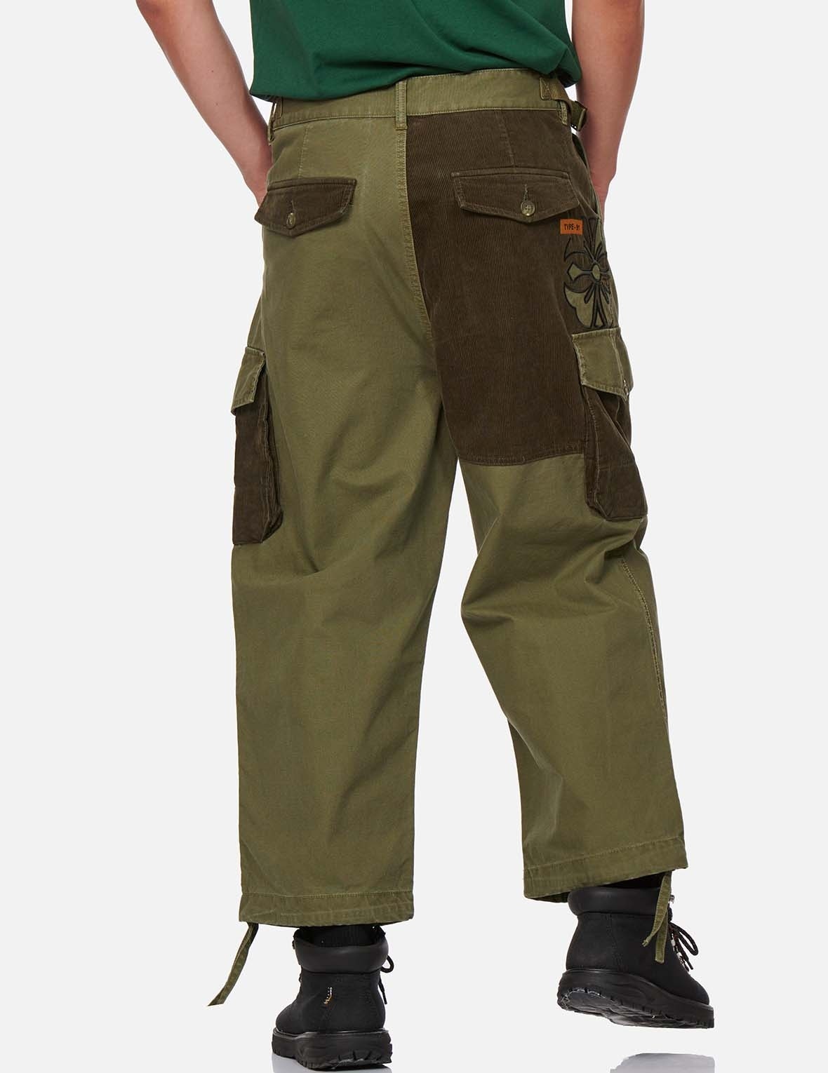 KAMON APPLIQUÉ FABRIC BLOCKING CARGO PANTS - 3