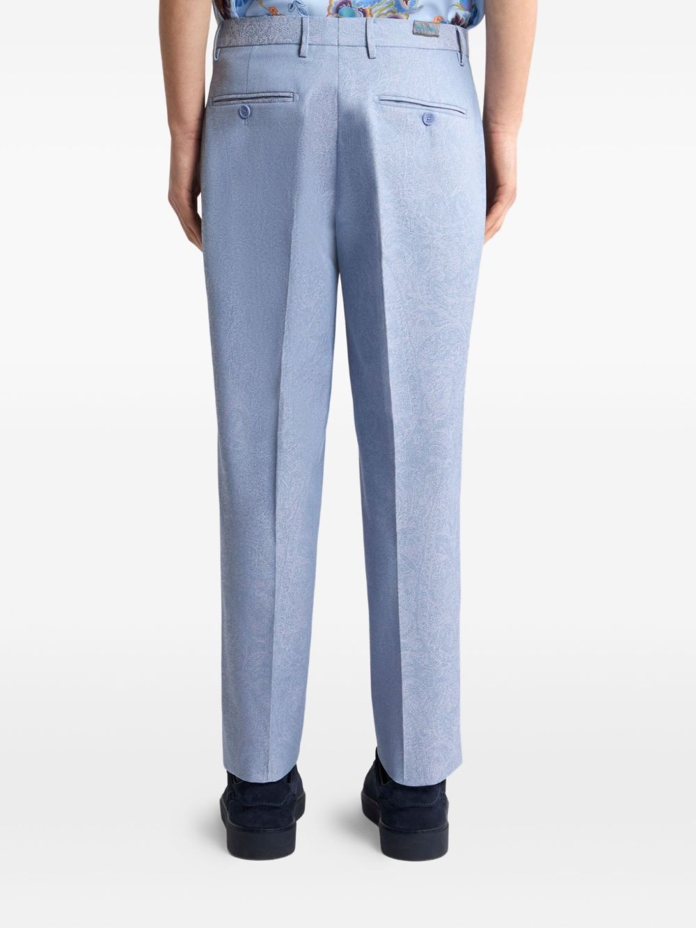paisley-jacquard cotton trousers - 4