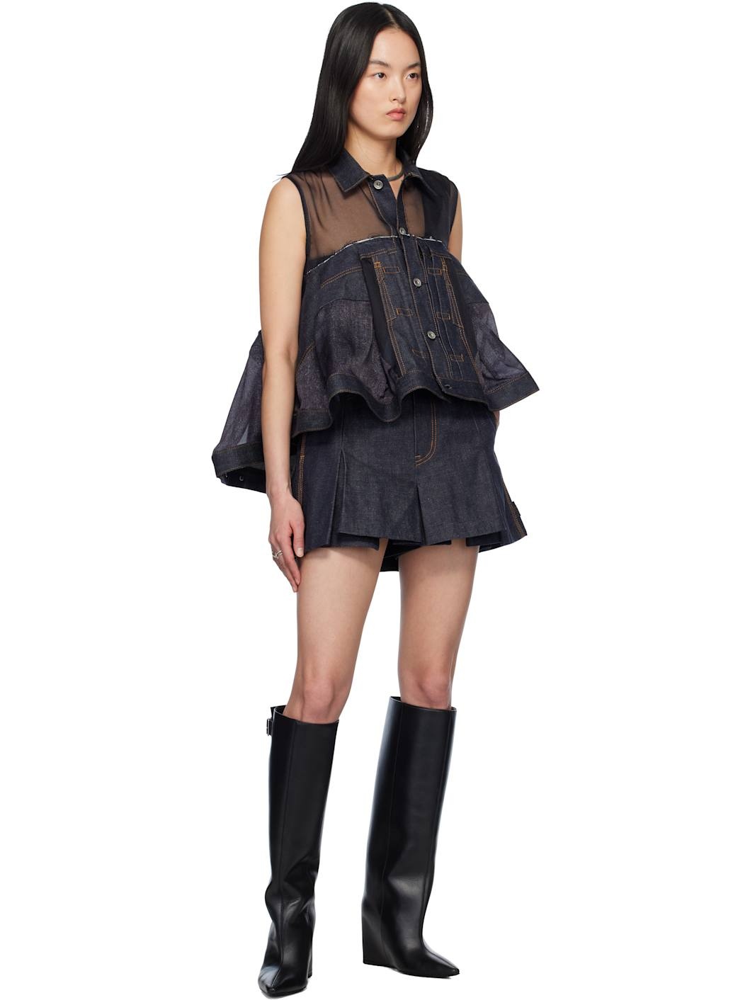 Indigo Mix Denim Blouse - 4