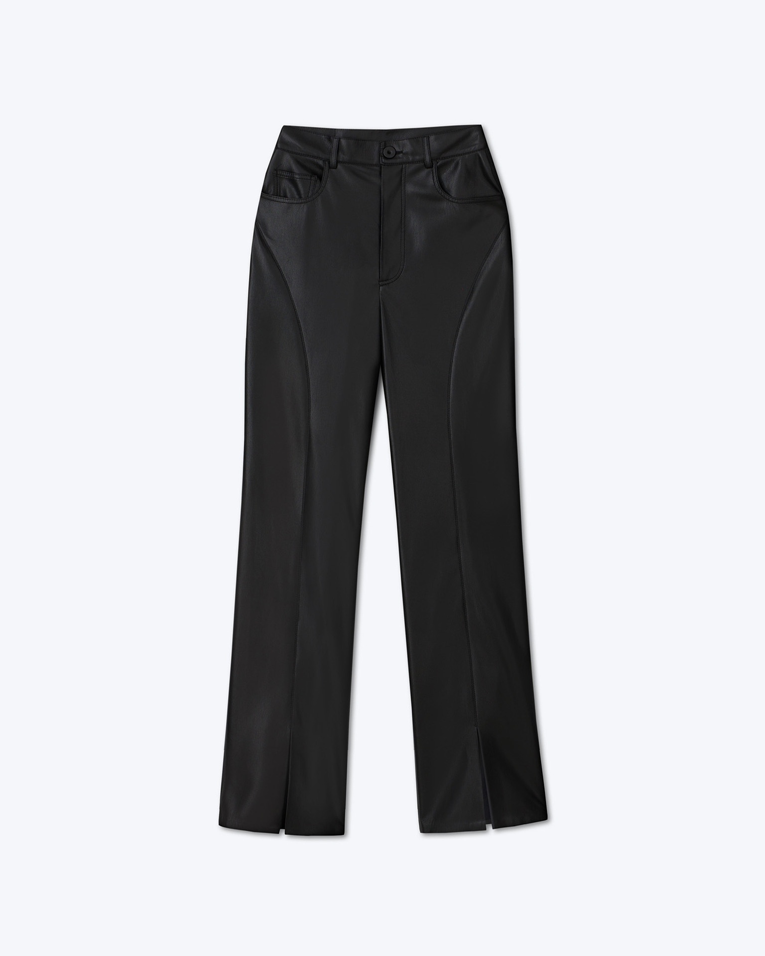 BASHA - OKOBOR™ alt-leather split hem trousers - Black - 1