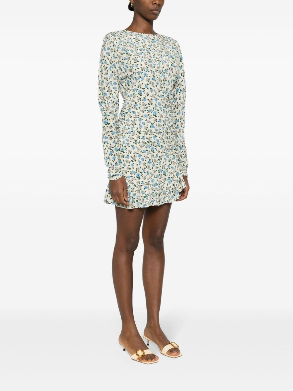 floral-print silk minidress - 3