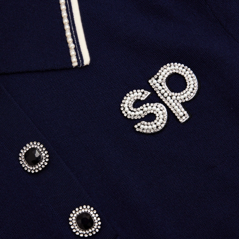 Navy Knit Long Sleeve SP Polo Top 5