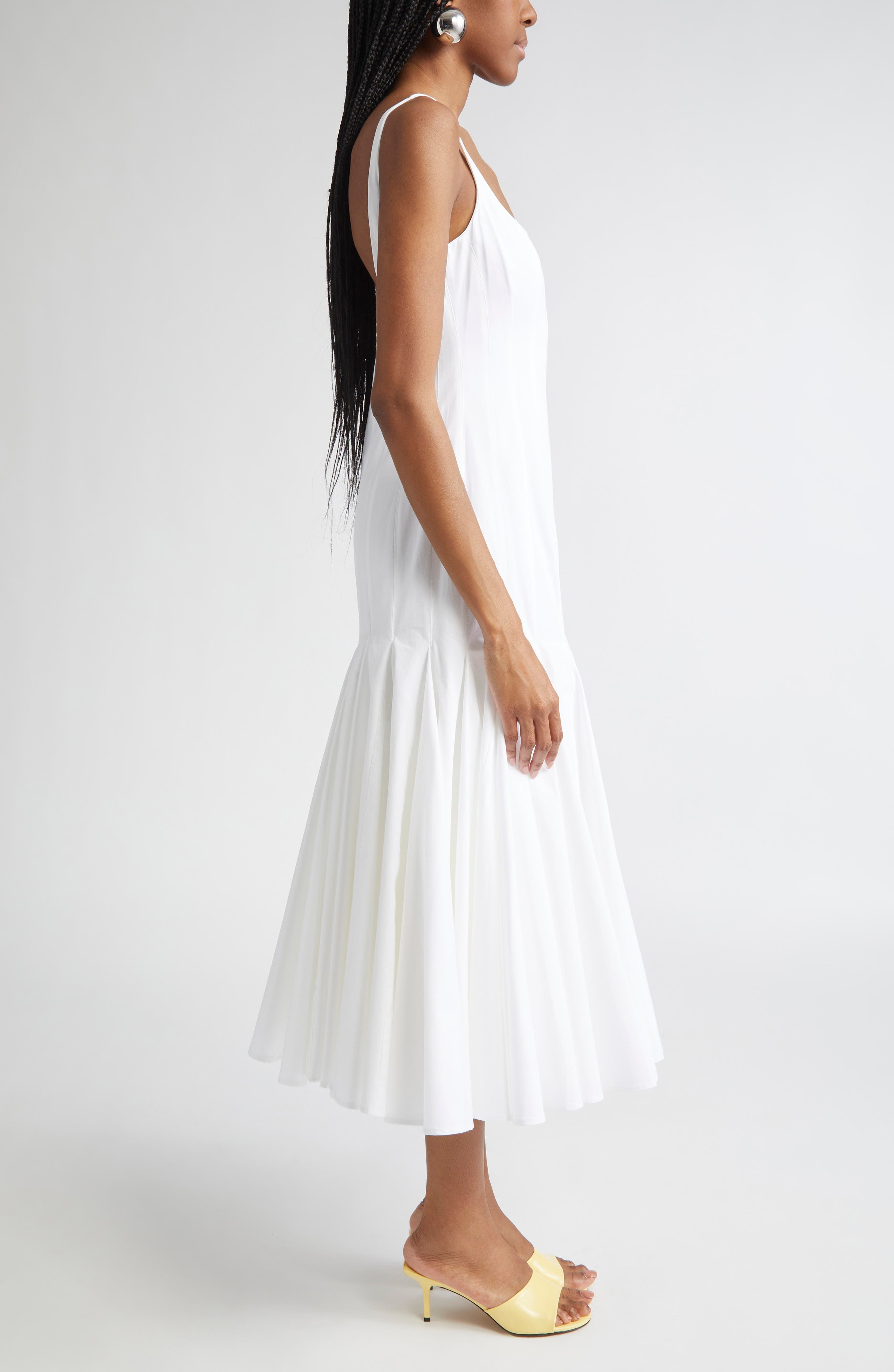 Jacquemus La Robe Agave Drop Waist Cotton Poplin Midi Dress in White at Nordstrom - 3