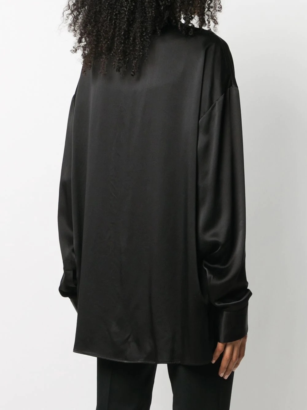 concealed-fastening silk shirt - 4