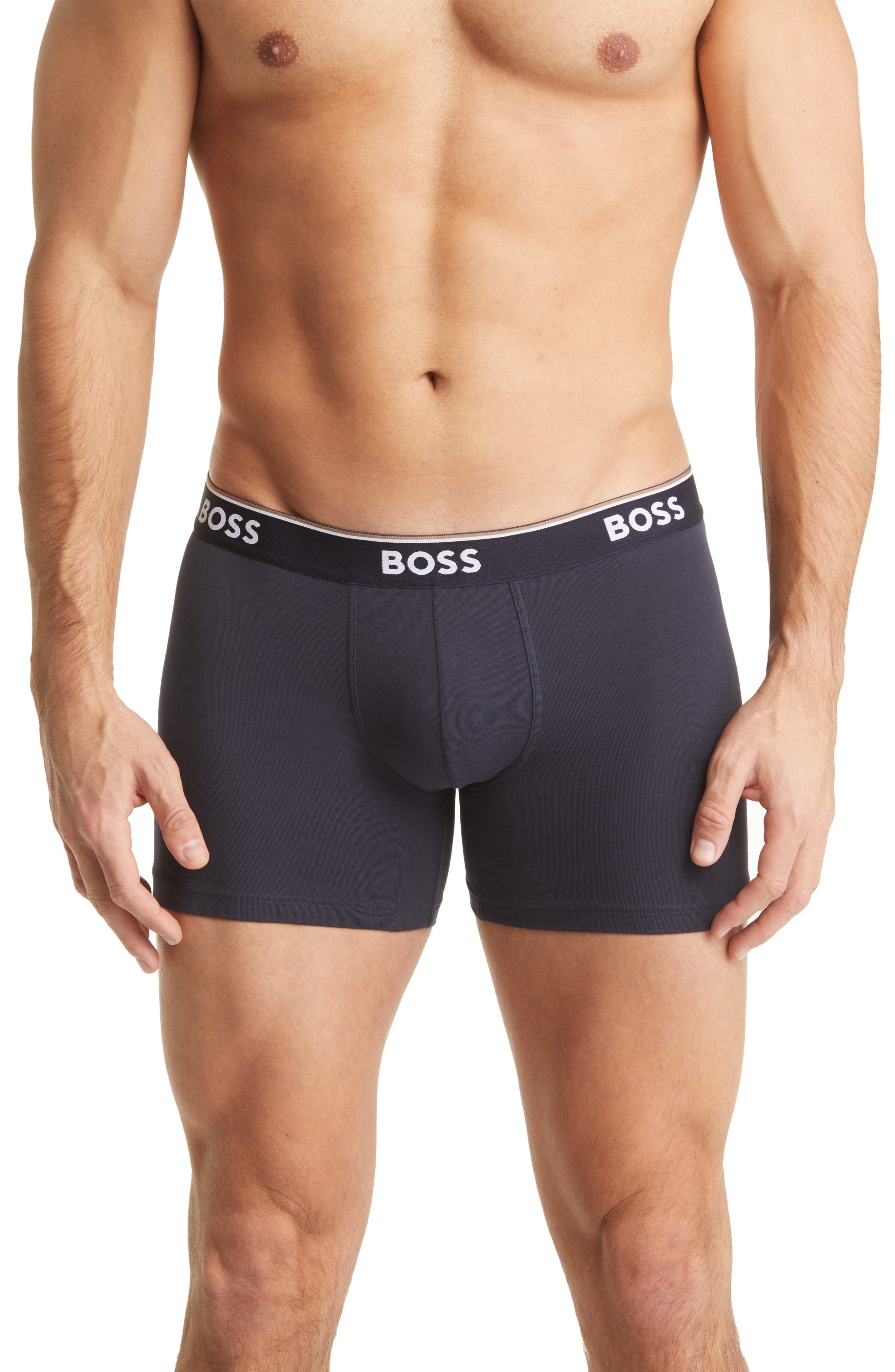 BOSS 3-Pack Power Stretch Cotton Boxer Briefs in Deep Blue at Nordstrom - 2