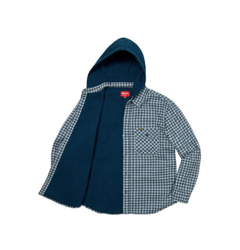 Supreme Supreme Houndstooth Flannel Hooded Shirt 'Brown Grey' SUP-FW22-725 outlook