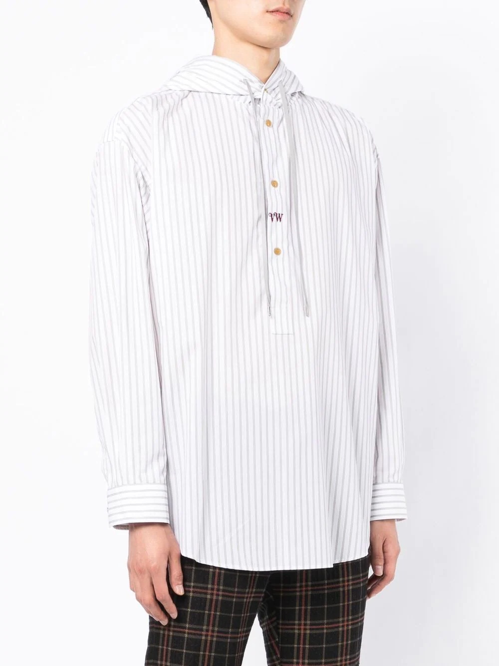 hooded stripe-print shirt - 3