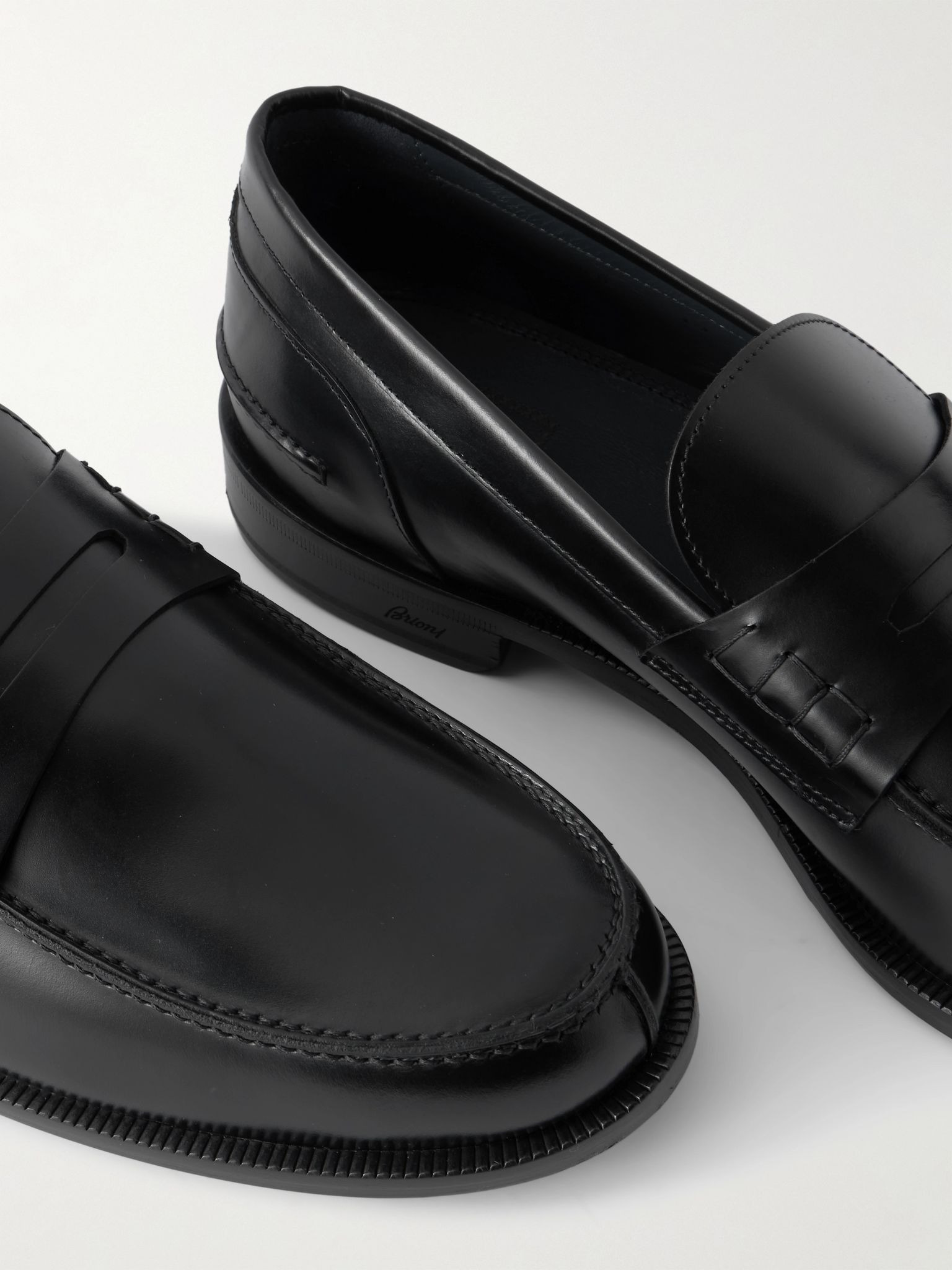 Leather Penny Loafers Black - 5