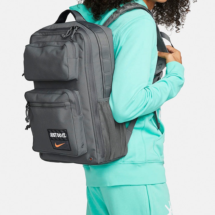 Nike Large Capacity Training Sports Zipper  Fabric Schoolbag Backpack Unisex Smoke Gray DQ5183-084 - 7