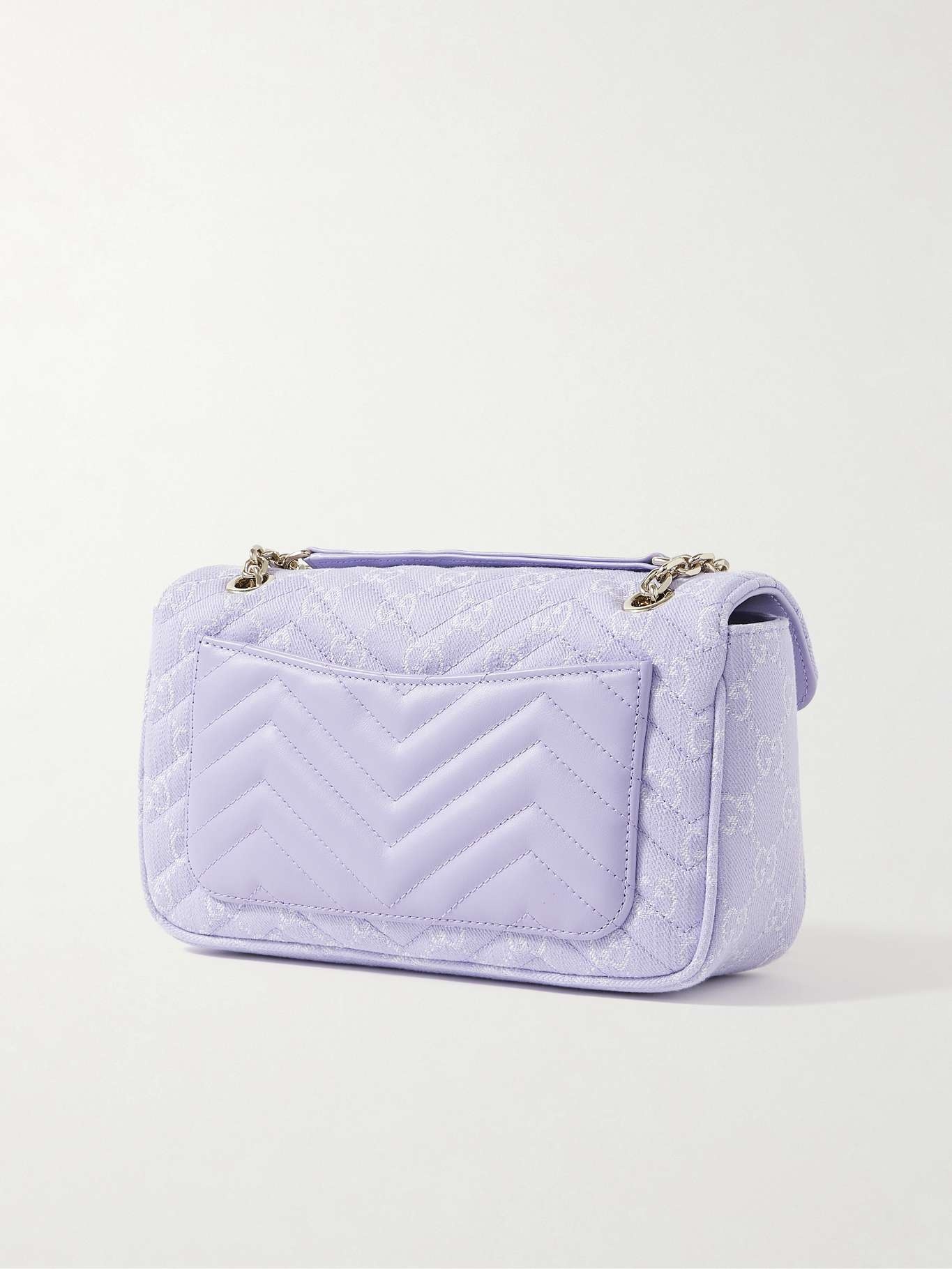 GG Marmont 2.0 embellished leather-trimmed matelassé twill-jacquard shoulder bag Purple - 3