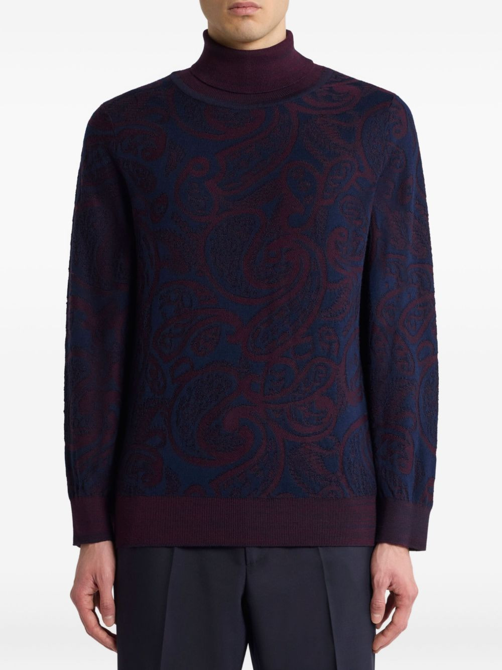 paisley jacquard turtleneck sweater - 3