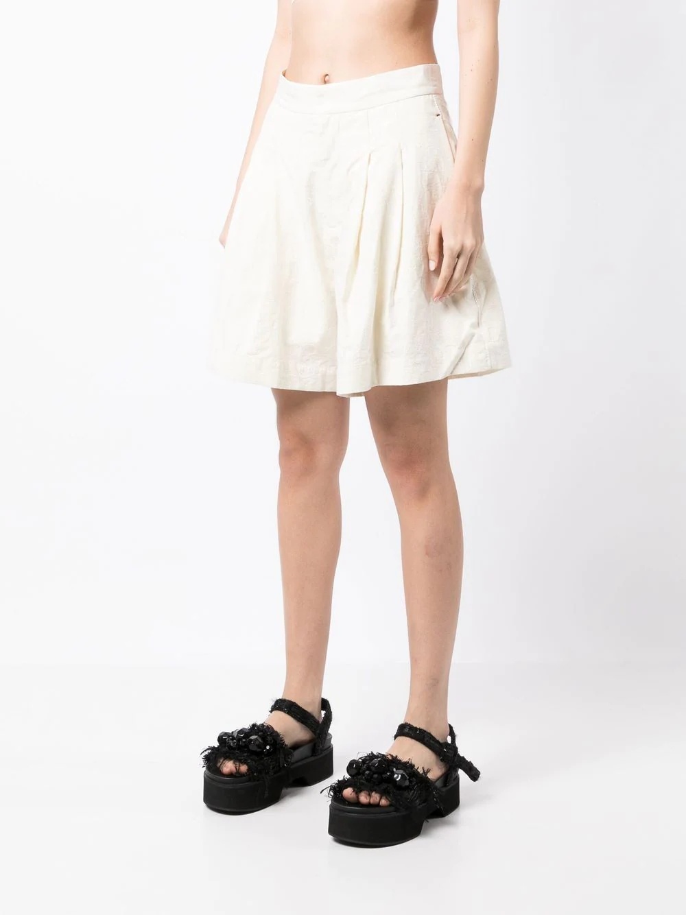 pleated-detail jacquard shorts - 3