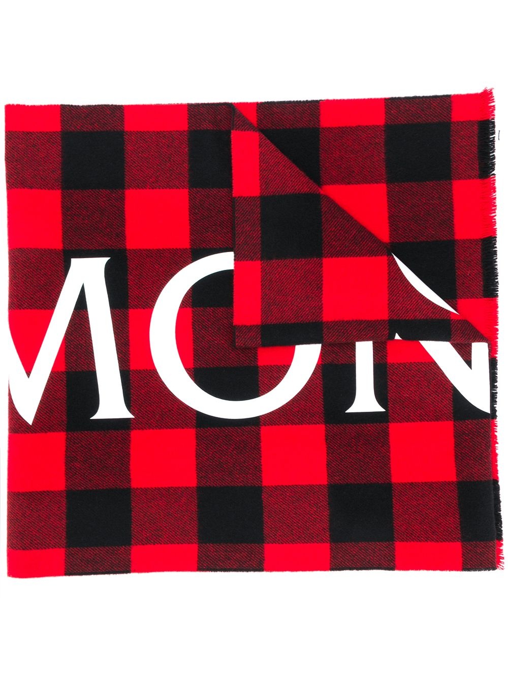 logo-check wool scarf - 1