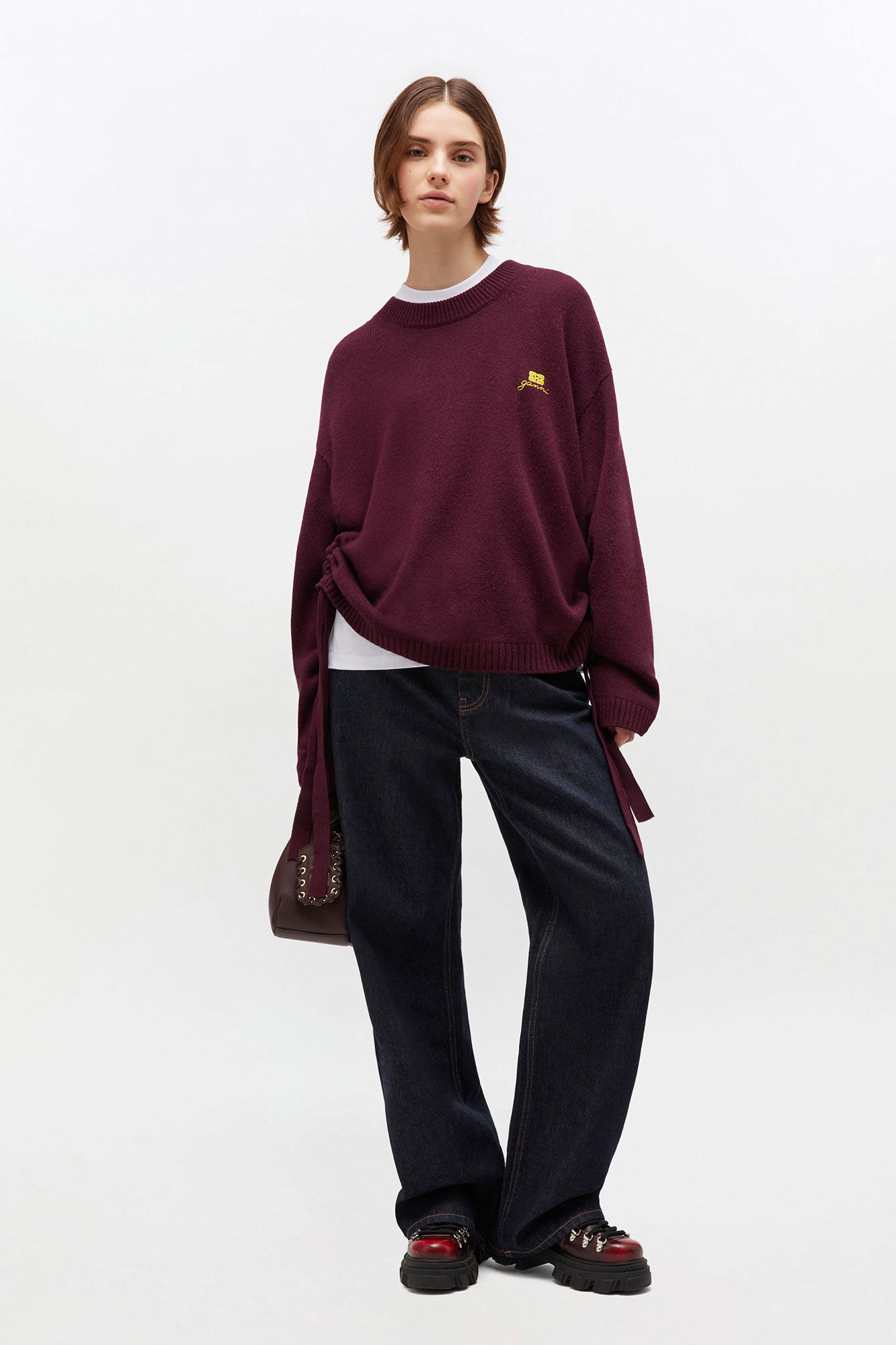 BURGUNDY WOOL MIX JUMPER - 2
