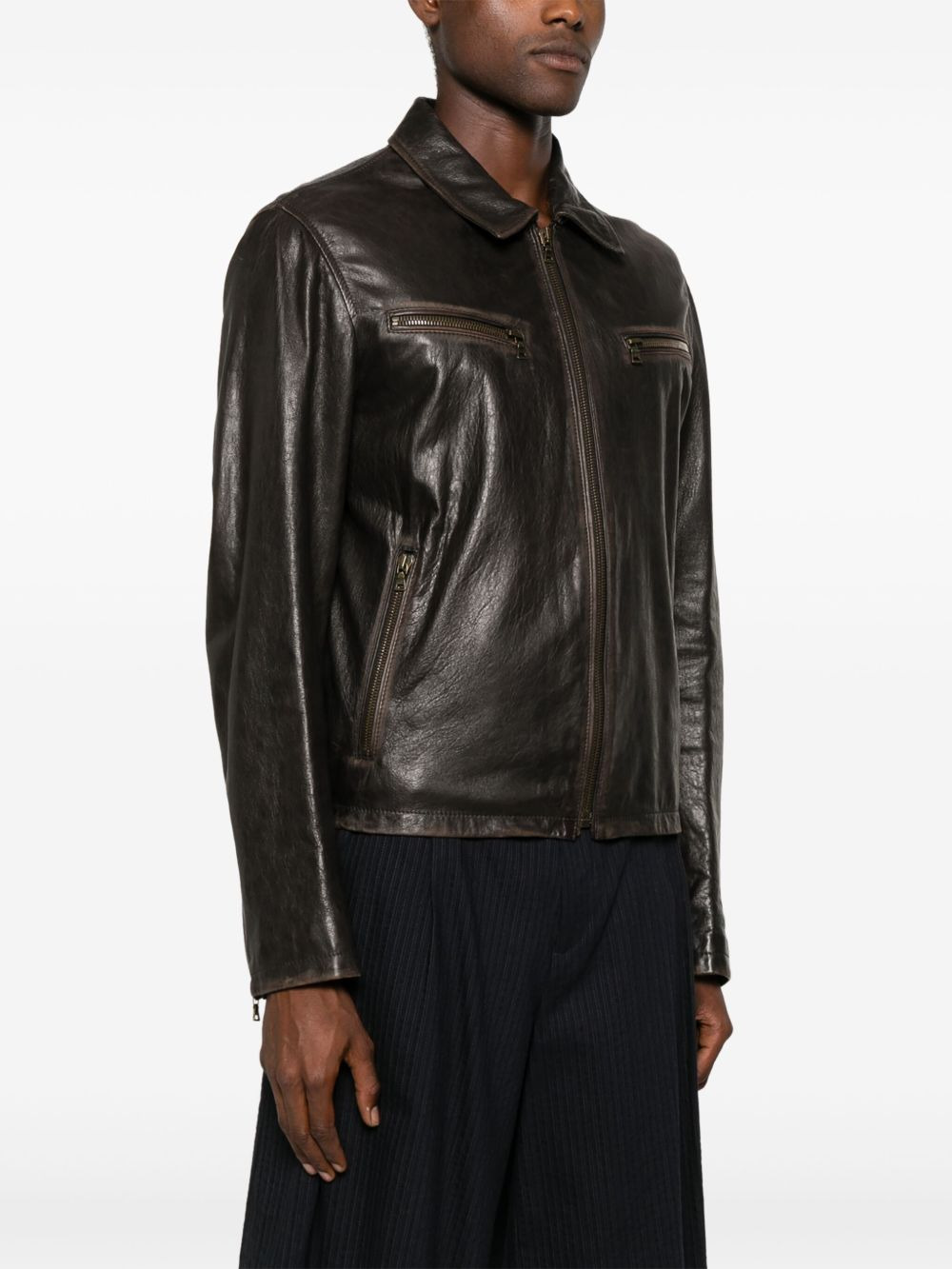 leather shirt jacket - 3