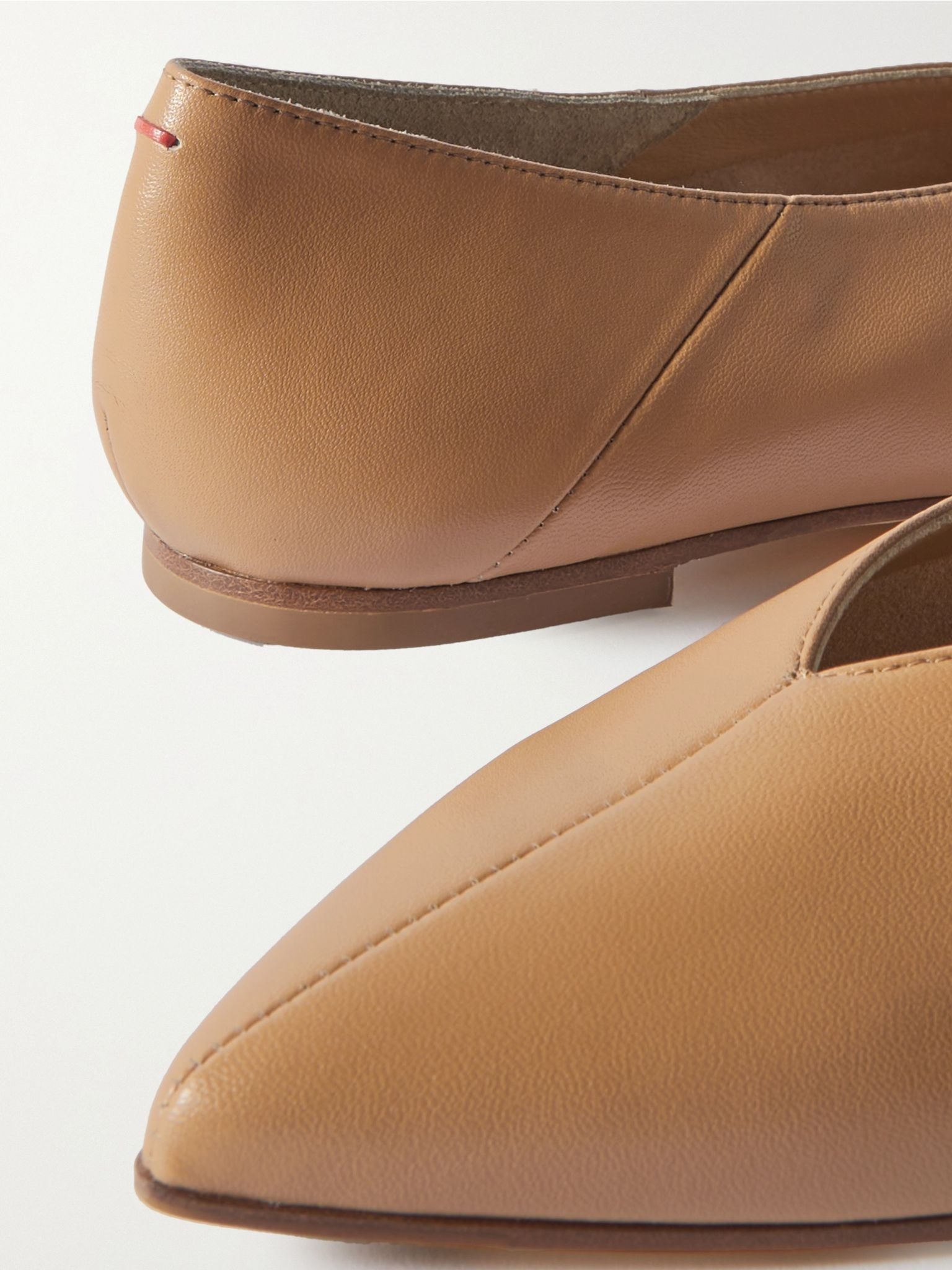 Moa leather point-toe flats Tan - 4