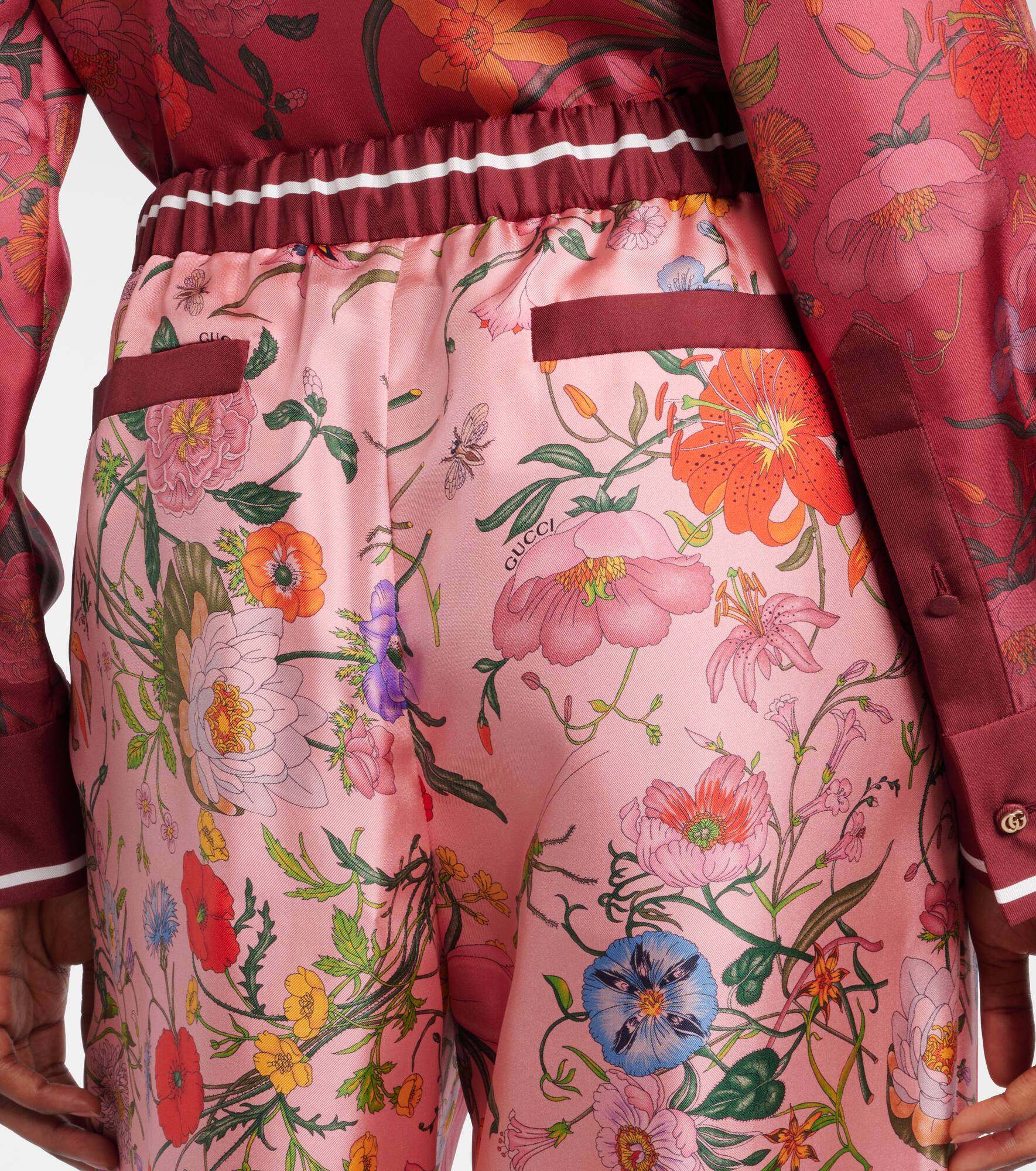Floral silk wide-leg pants - 6