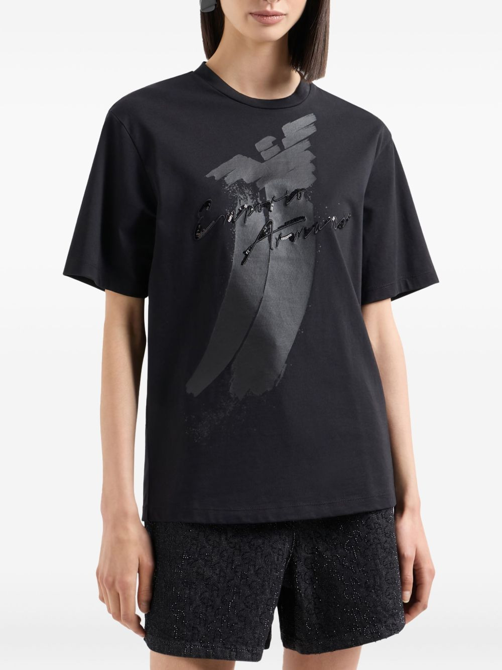 eagle-logo sequin-embellished T-shirt - 2