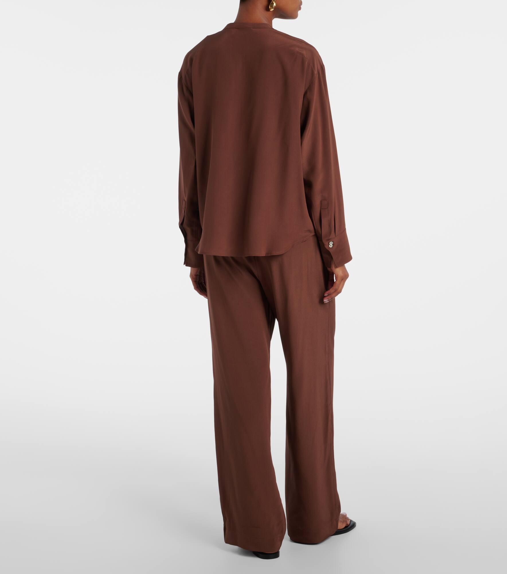 Aurelia silk crêpe wide-leg pants - 3