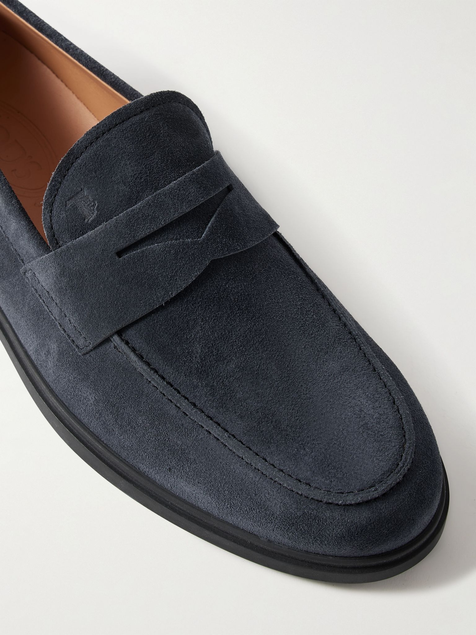 Suede Penny Loafers Navy - 5
