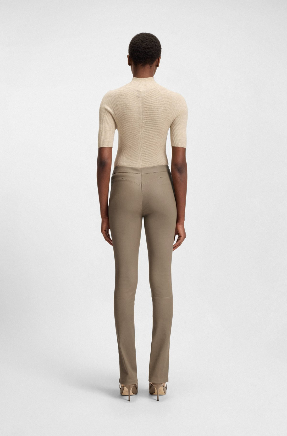 LEATHER LEGGINGS WITH LOGO-HOOK CLOSURE - 4
