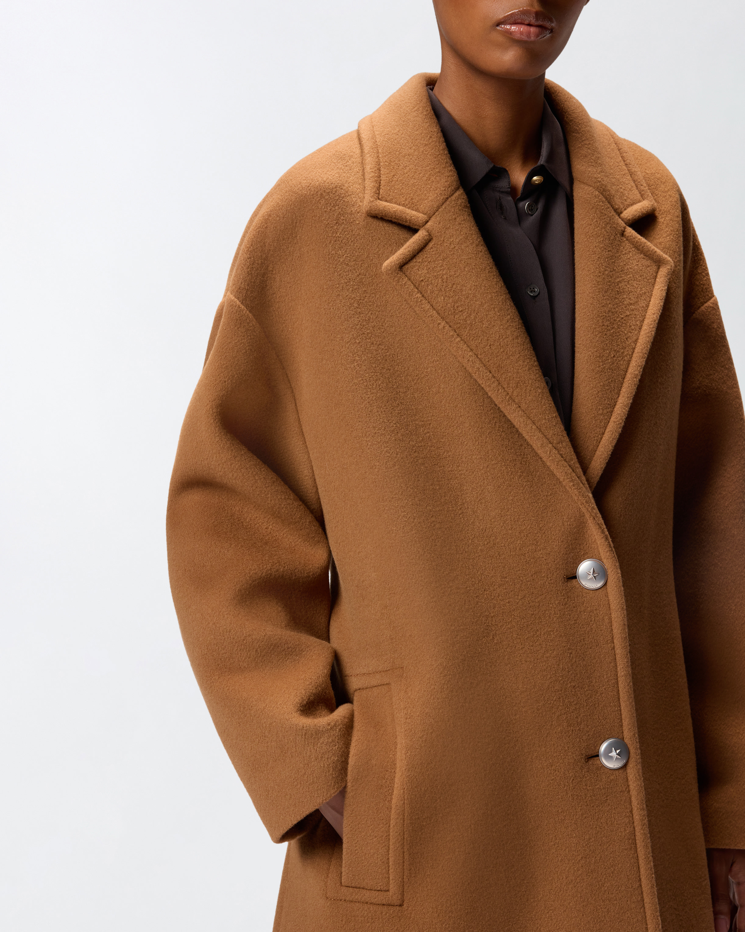 SINGLE-BREASTED WOOL-BLEND CLOTH COAT - 5