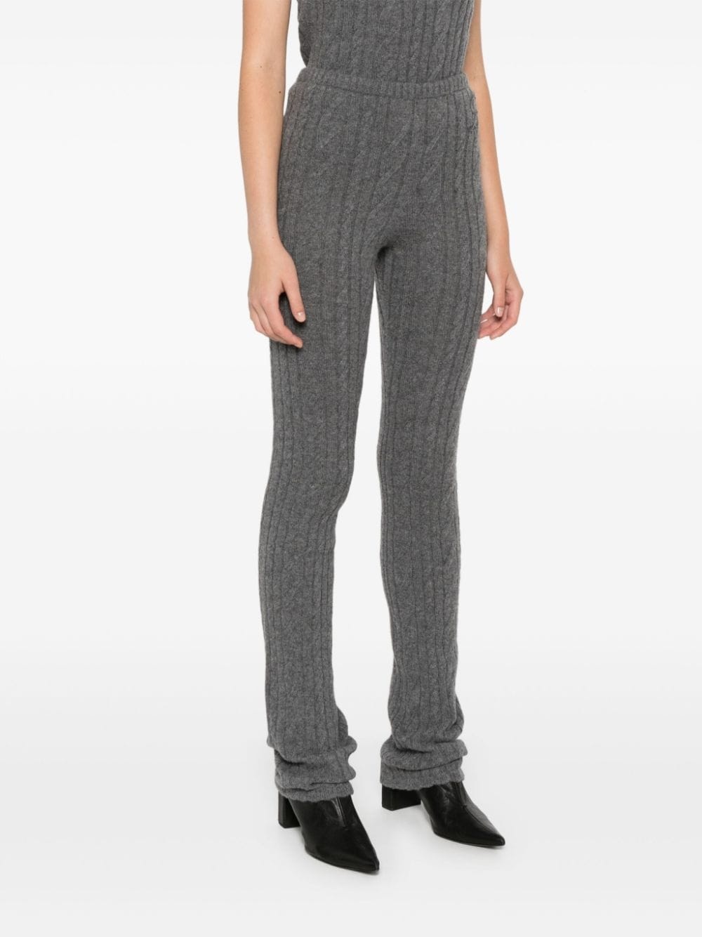 cable-knit straight trousers - 3