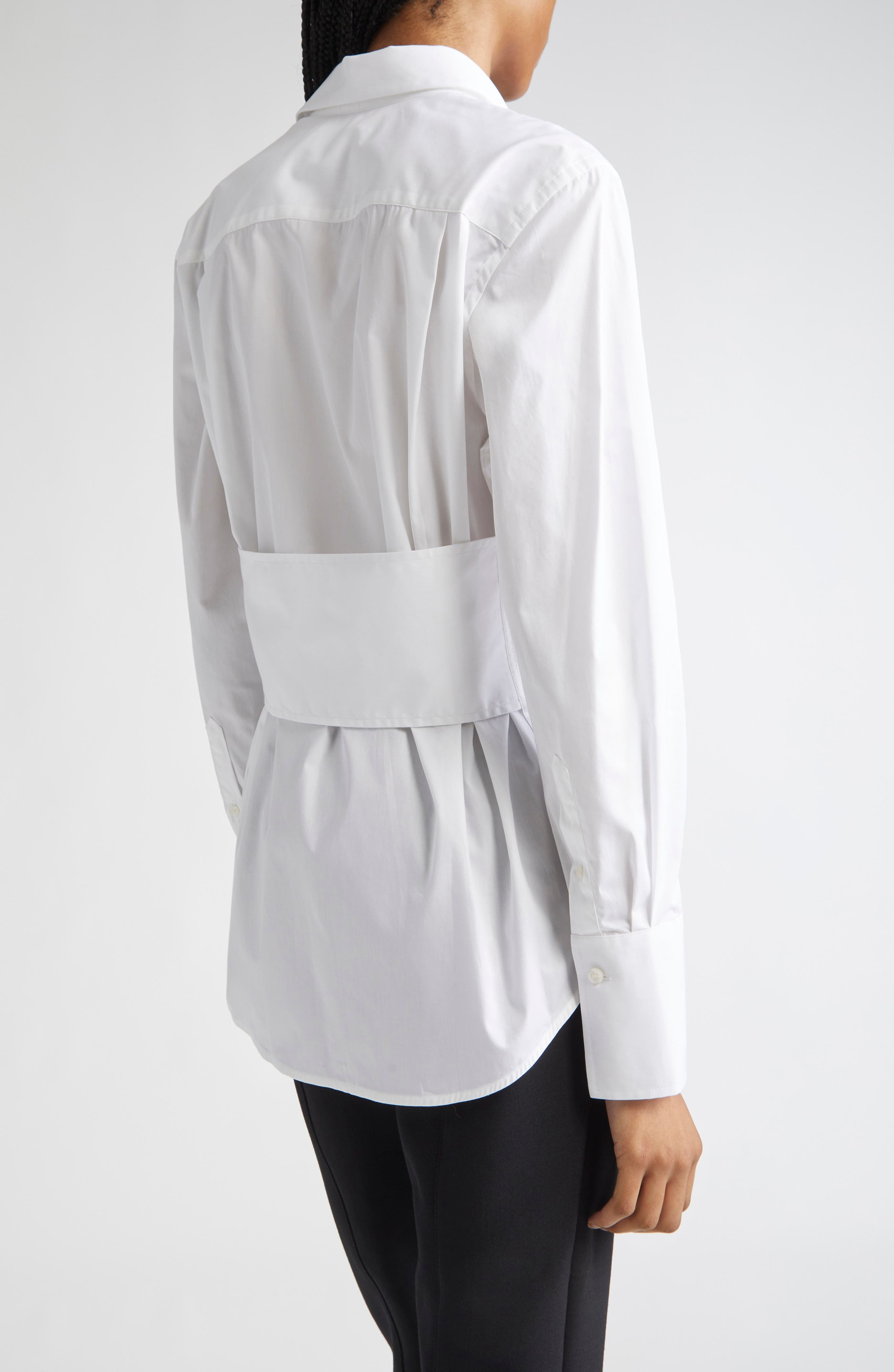 Victoria Beckham Tab Detail Button-Up Shirt in White at Nordstrom - 3